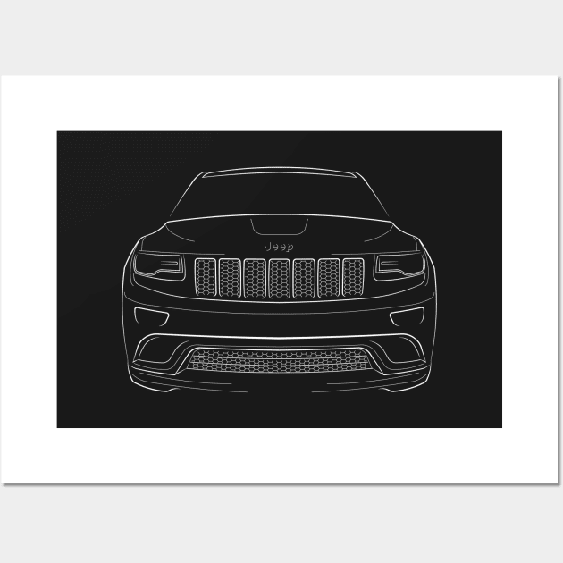 Jeep Grand Cherokee WK2 - front stencil, white Wall Art by mal_photography